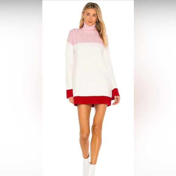 Lovers + Friends Sweaters - Lovers + Friends Pink, white, and red Kane Sweater dress
